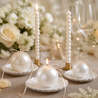 Arovi - Ensemble de bougies de luxe en perles pour la décoration de table de mariage, bougie en forme de perle avec plateau en coquillage pour les cadeaux de mariage