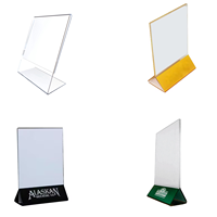 Support de menu/panneau en acrylique transparent en forme de T, format A4/A5, personnalisable avec logo de marque, pour bar et restaurant, présentoir de table, jaune, noir, transparent