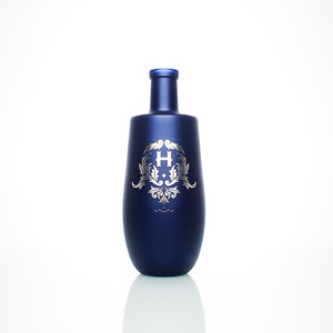 LIQUORPAC Botella de vidrio de licor azul oscuro con logotipo personalizado de lujo de alta calidad elegante vacía para empacar Vodka Brandy Whisky <span class=keywords><strong>Tequila</strong></span> - Product Image 3