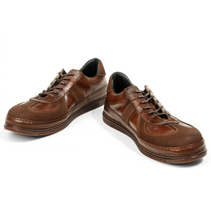 Chaussures bateau en cuir marron pour hommes, à talon bas, à lacets, décontractées, couleur unie, style avec garniture en cuir - Product Image 3