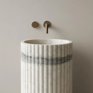 Lavabo piédestal en marbre autoportant contemporain 17x17x31 "vanité <span class=keywords><strong>de</strong></span> salle <span class=keywords><strong>de</strong></span> bain <span class=keywords><strong>de</strong></span> luxe faite à la main - Product Image 5