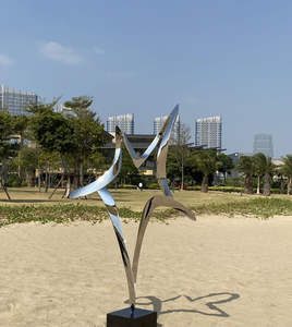 Grande Statue moderne en acier inoxydable sur mesure, <span class=keywords><strong>grand</strong></span> Art en métal, intérieur, extérieur, jardin, décor de Hall, Sculpture en acier abstraite créative - Product Image 2