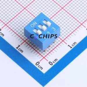 DS-3-B-T DIP Switch Through hole Component (THT),P=2.54mm Switch Flat Toggle, Raised Type Single Pole Single Throw 3 2.54mm - Product Image 1