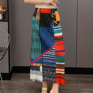 Miyake, novedad de verano 2025, Falda recta Midi plisada con estampado de cintura Natural transpirable para mujer, elástica informal con ajuste holgado - Product Image 3