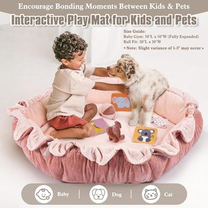 Alfombra de actividades suave para bebés con <span class=keywords><strong>6</strong></span> juguetes sensoriales, <span class=keywords><strong>gimnasio</strong></span> de juegos convertible con almohada, alfombra de juego gruesa de felpa para bebés - Product Image 6