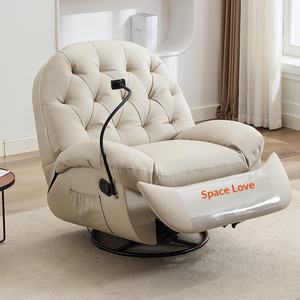 <span class=keywords><strong>Fauteuil</strong></span> de salon inclinable et rotatif multifonctionnel en <span class=keywords><strong>cuir</strong></span>, modèle capsule spatiale avancée, pour une personne, style « nuage » ou « œuf » - Product Image 3