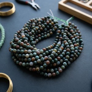 Perles de pierre de sang africaine naturelle, fil de perles polies en pierres précieuses, fournisseur en gros de perles de cristal - Product Image 1