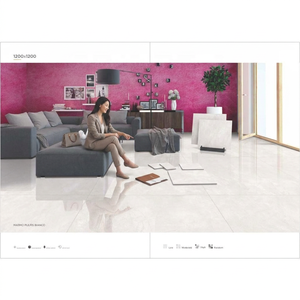 Carreaux de porcelaine émaillée numérique Imperio Pearl 1200x1200mm, dalles de sol veinées brillantes - Product Image 4