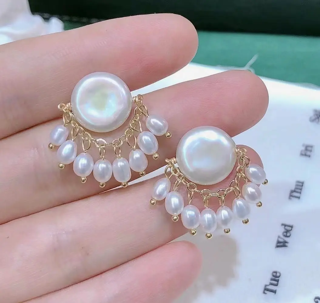High quality freshwater baroque pearl earrings vintage ear studs jewelry gift for women pearl jewelry