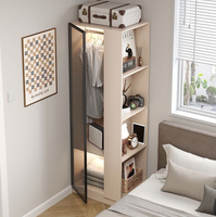 Combinaison moderne et simple de bureau et armoire pour chambre à coucher, petite pièce, personnalisable, demi-bibliothèque, demi-armoire, minimaliste, couleur crème, coulissante