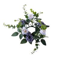 Romantischer Küsten-Blumenring in Staubigem Blau und Marineblau als Tischdekoration für Hochzeiten und Meeres-Jahreszeiten