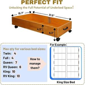 Paquete de 2 cajones de madera maciza para almacenamiento debajo de la <span class=keywords><strong>cama</strong></span> <span class=keywords><strong>con</strong></span> asa para <span class=keywords><strong>cama</strong></span> <span class=keywords><strong>con</strong></span> almacenamiento debajo - Product Image 5