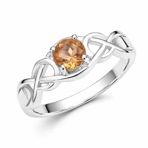 Bague en argent sterling 925 avec citrine - Pierre ronde sertie sur un anneau à nœud celtique - Product Image 3