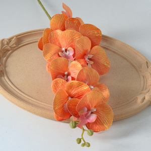 Fleur d'orchidée artificielle au toucher réel pour la décoration de la maison et des mariages, 9 têtes, fleur d'orchidée en latex au toucher réel - Product Image 6