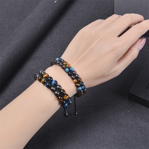 Triple Protection Bracelet 8mm Beads Bracelet Tigers Eye Black Obsidian Hematite Bracelet for <b>Men</b> Women Healing Crystal <b>Bangle</b> - Product Image 4