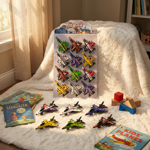 Avión de Combate de Aleación, Estilo Dibujos Animados, Modelo de Avión de Inercia con Retroceso, Juguete en Caja de Regalo - Product Image 1