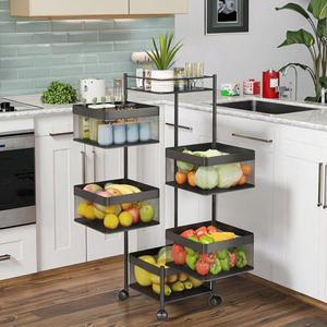 Venta al por mayor estante de metal de 5 niveles multicapa cesta de verduras de almacenamiento giratoria de 360 grados estante de cestas giratorio - Product Image 4