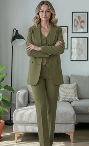 Conjunto de Blazer, Chaleco y Pantalón de Tres Piezas Personalizado para Mujer, Ropa Formal de Negocios, Proveedor de Ropa Corporativa Profesional - Product Image 4