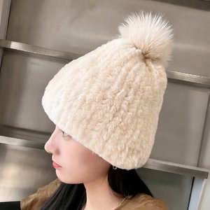 Set <span class=keywords><strong>Cappello</strong></span> e Sciarpa da Donna di Alta Qualità, in Vera Pelliccia di <span class=keywords><strong>Coniglio</strong></span> Rex Altamente Elastica, Lavorato a Maglia - Product Image 6