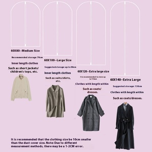 Vente en gros YiMing Transparent anti-poussière pliable suspendu sac de vêtement lavable vêtements costume couverture 60x80cm ménage sacs de rangement - Product Image 2