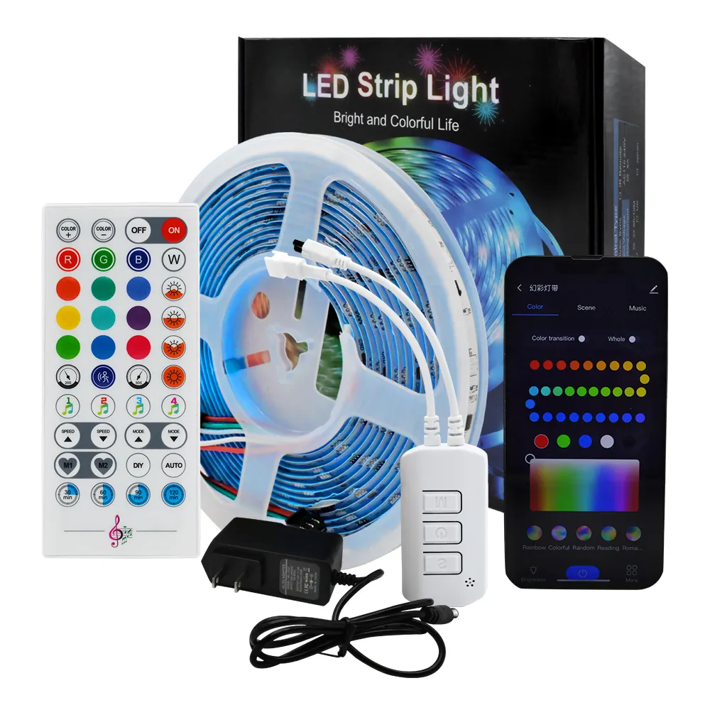 RGBIC LED Strip Light Kit WIFI Blue Tooth Smart Control Color Segment 12V WS2811 5M 10M Waterproof RGB Strip Lights
