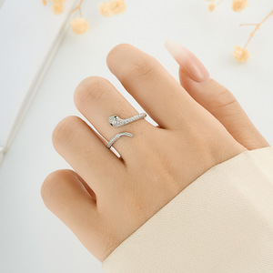 Snake Shape Open <b>Ring</b> Micro Set Zircon <b>Adjustable</b> For Women Fashion Jewelry Index Finger <b>Ring</b> - Product Image 2