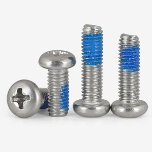 Bag of 1000pcs Blue M2 M3 M4 M5 M6 Carbon Steel Machine Screws Nylok Nickel Plated Anti-Loose <b>Cross</b> Pan Head <b>Patch</b> Locking Screw - Product Image 2