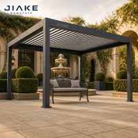 Jiake 6063-T5 Aluminium-Pergola mit Motorisiertem Lamellendach für Brunnen, Innenhof, Terrasse, Garten, Pavillon und Außenbereich