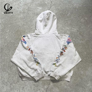 Sweat à capuche zippé surdimensionné personnalisé polaire lourd allover graphique <span class=keywords><strong>Saint</strong></span> icône impression Streetwear OEM ODM marque privée - Product Image 5