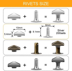 Ensembles de rivets carrés en cuir, clous pyramidaux métalliques pour poignets en cuir, bottes, vêtements, colliers pour animaux, ceintures, sacs, bracelets punk - Product Image 2
