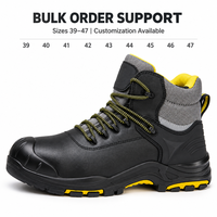 Bottes de sécurité en cuir à lacets mi-hautes avec logo personnalisé, embout en acier, semelle intermédiaire anti-perforation et semelle extérieure en PU solide pour la vente en gros