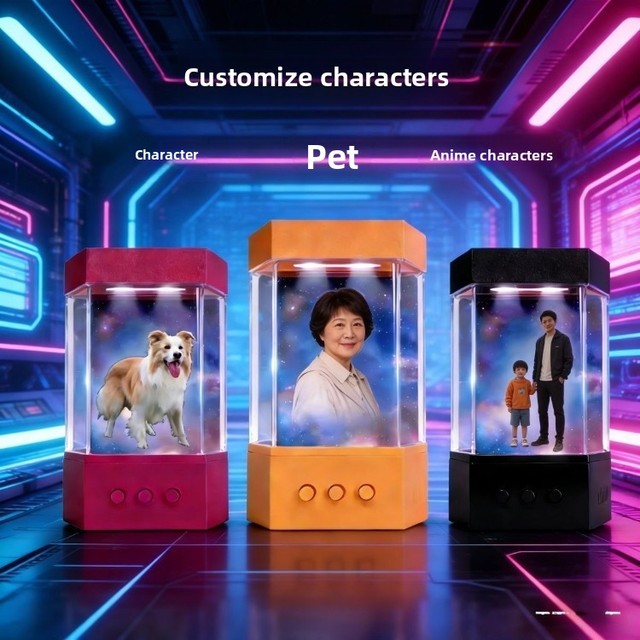 AI Desktop Intelligent Holographic 3D Projection Cabin Interactive Chat DeepSeek Bean Bag Listening Songs AI Robot CRT Style