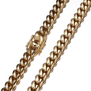 क्यूबन लिंक 18k गोल्ड प्लेटेड चेन हाइप स्टेनलेस स्टील हार 6-18 मिमी - Product Image 5