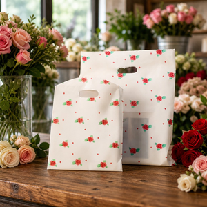 HDPE Plastic Cutout Handle Shopping <b>Bags</b> Custom Printed Stock Ready Heavy Duty Puncture Resistant Economical Farmers Market - Product Image 6