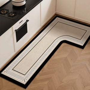 Tapis de sol en forme de L pour cuisine, motif géométrique, antidérapant, usage en cuisine - Product Image 1