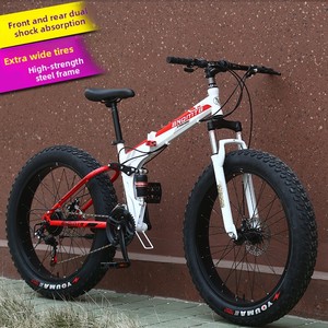 Bicicletta Pieghevole da Montagna Fat Bike 24/26 Pollici, 7/21 Velocità, Doppia Sospensione, Freno a Disco, 40 - Product Image 2