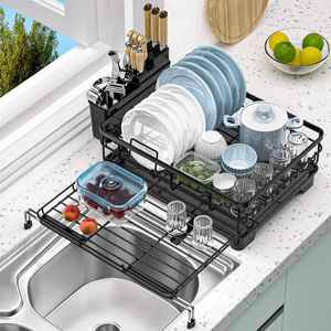 <b>Kitchen</b> Storage Rack with Adjustable Countertop, Drain Bowl and Dish Rack, Sink, <b>Pull</b>-<b>out</b> Household Storage Rack - Product Image 6