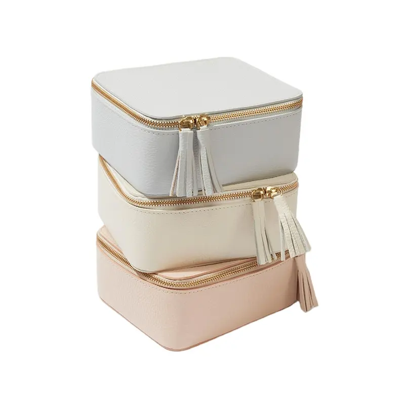 Özel Logo deri hediye paketi depolama lüks mücevher kutusu ambalaj bilezik kolye küpe yüzük kutusu özel takı kutuları