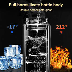 Ekocian Bouteille d'eau en verre borosilicate à double paroi avec infuseur à thé avec couvercle en bambou et manchon antidérapant 17oz <span class=keywords><strong>Navaris</strong></span> - Product Image 3