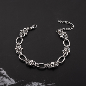 Pulsera de Cadena de Acero Inoxidable Estilo Motociclista Hip Hop Europeo Americano, Joyería Geométrica de Eslabones Ovalados para Hombre - Product Image 4