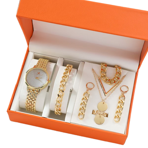 2026 Chinese New Year <strong>Gift</strong> <strong>Set</strong> for <strong>Women</strong> Luxury Handmade Stainless Steel Gold Watch Jewelry <strong>Set</strong> Necklace Bracelet Earrings Ring - Product Image 1