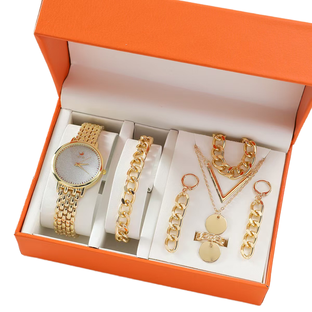 Women's Stainless Steel Watch Set Handmade Exquisite Gravure Printed Jewelry Chinese New Year-Fashionable 2026 Promotional Gift