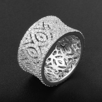 Vergoldeter 18k Gold Sterling Silber Zirkonia Ewigkeitsring Breiter Bandring Silber 925 Schmuck Damen Pinky Ring für Herren Hohle Augen