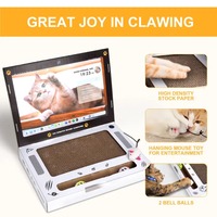 Planche à gratter réversible pour chat pour ordinateur portable avec souris moelleuse