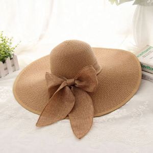 Chapeau Homburg en paille unisexe en gros avec broderie 3D, protection solaire d'été, bord surdimensionné, idéal pour la plage, les vacances en bord de mer, les voyages, la pêche et le ski - Product Image 5