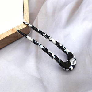 Épingle à <span class=keywords><strong>cheveux</strong></span> en acétate durable de style salon coréen Rossendora, accessoires colorés en forme de U pour chignon, outil de coiffure pour filles - Product Image 4