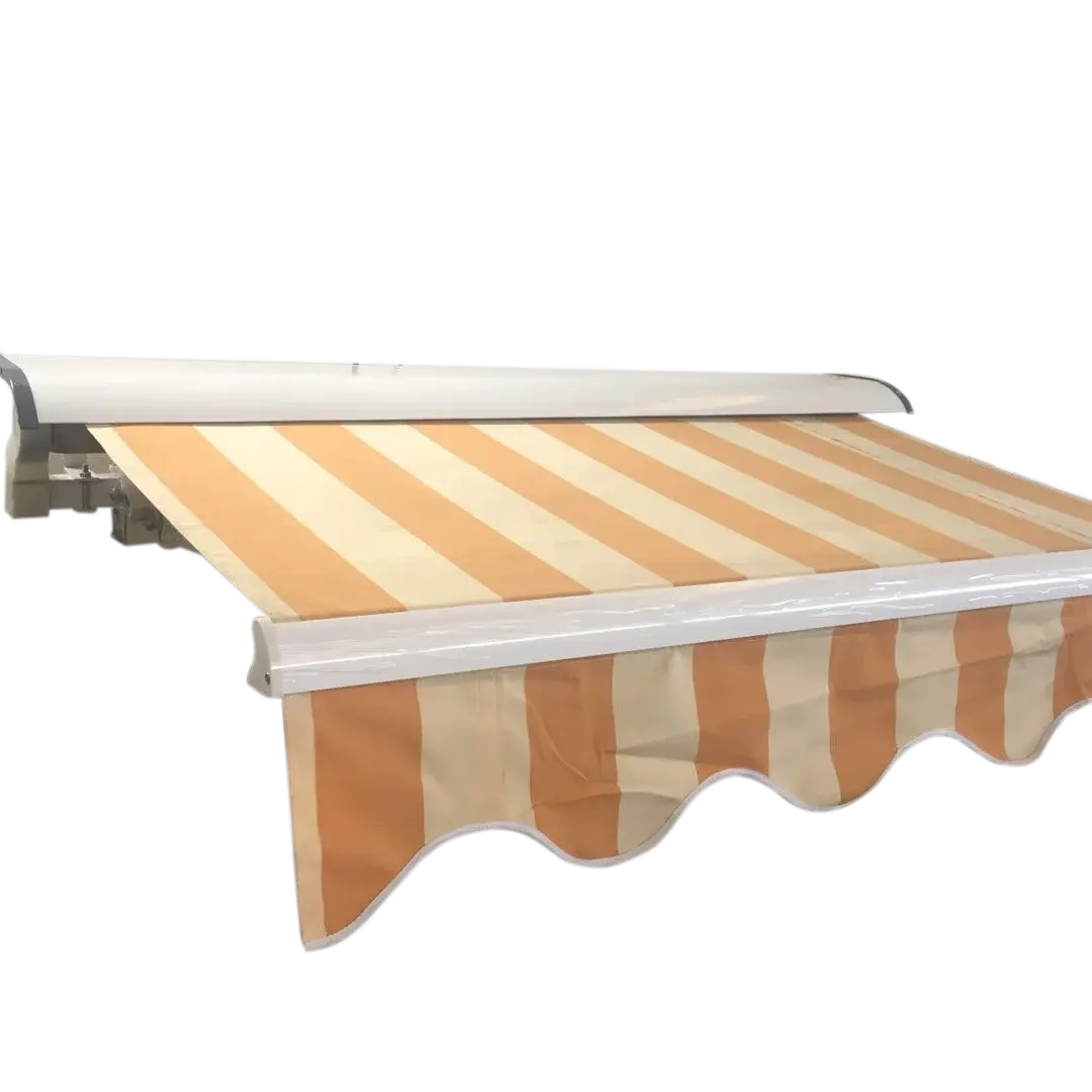 도매 하이 퀄리티 야외 천막 방수 직물 곡선 암 지능형 전기 개폐식 지붕 천막