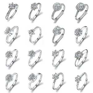 DAIHE cincin pertunangan berlian wanita, perhiasan terbuka dapat disesuaikan cincin zirkon 1 karat gaya Ins