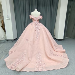 Lsany250 Princess Blush Pink Quinceanera Dresses Glitter Beading 3D <b>Flowers</b> Party Sweet 16 Vestidos De 15 Anos Gowns Jancember - Product Image 4