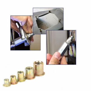 Écrous à riveter Hui Wuju M3 M4 M5 M6 M8 M10 en acier au carbone zingué à tête plate et à bride, lot de 150 pièces - Product Image 3